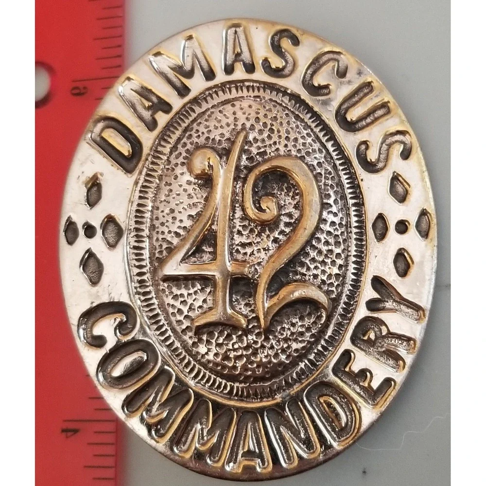 Damascus Commandery 42 Knights Templar Masonic Antique Vtg Belt Buckle